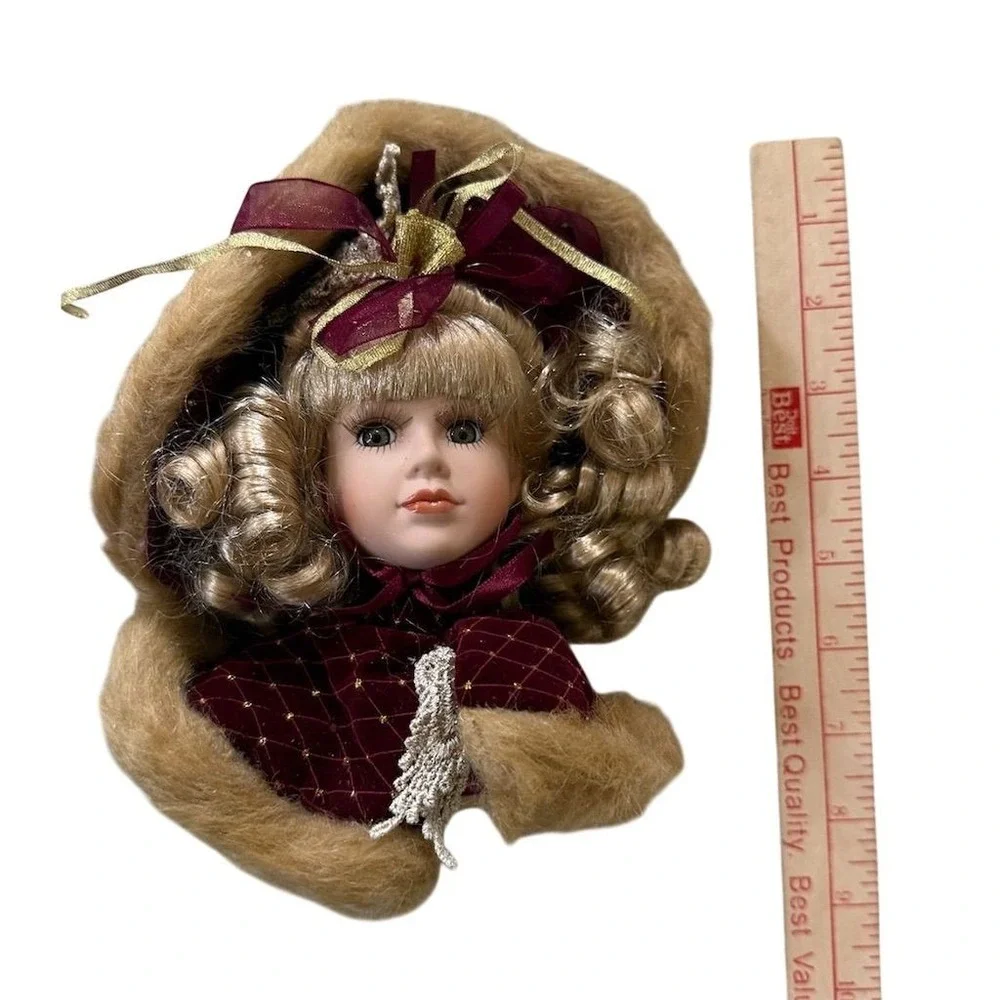 Victorian Doll Head Christmas Ornaments‎ Set of 2 Multicolor 12